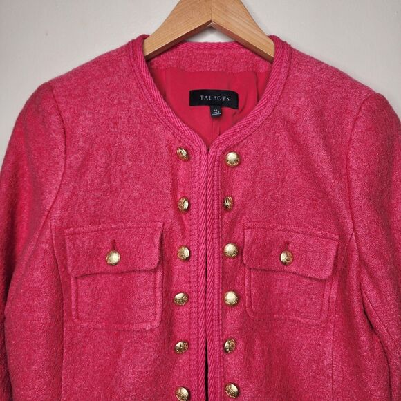 Talbots Berkshire Crop Button Jacket Wool Blend Womens 10 Holly Berry Classic - Picture 4 of 12